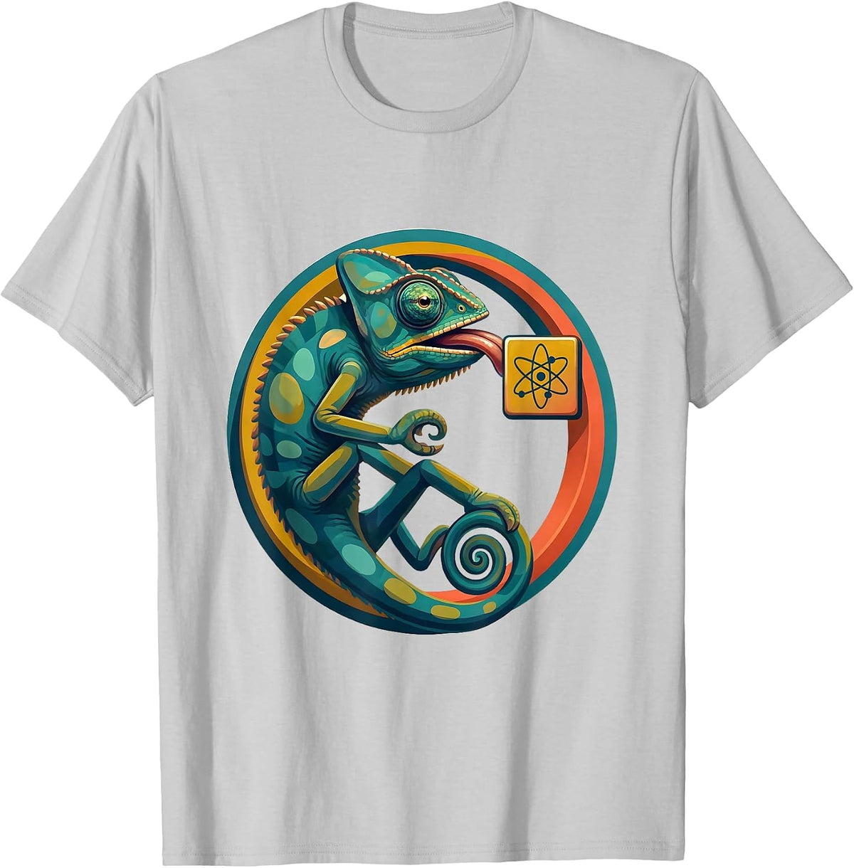 Men's Chameleon Periodic Table Science Humor Graphic T-Shirt - Silver Grey