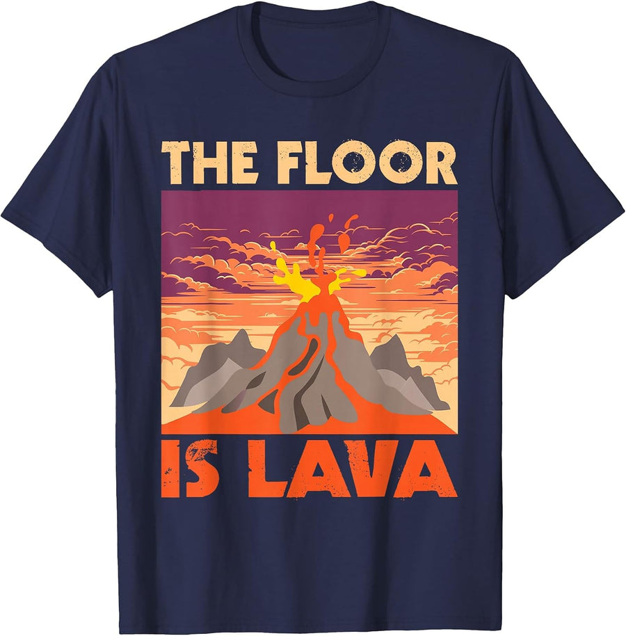 The Floor is Lava - Volcanologist Volcanology Volcano Lover T-Shirt - Navy Blue