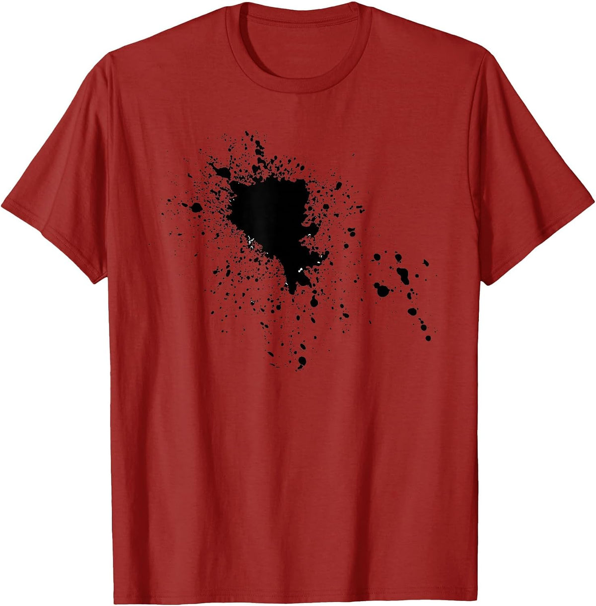 Cool Black Ink Splatter Paint Splat Splash T-Shirt Tee T-Shirt - Cranberry Red