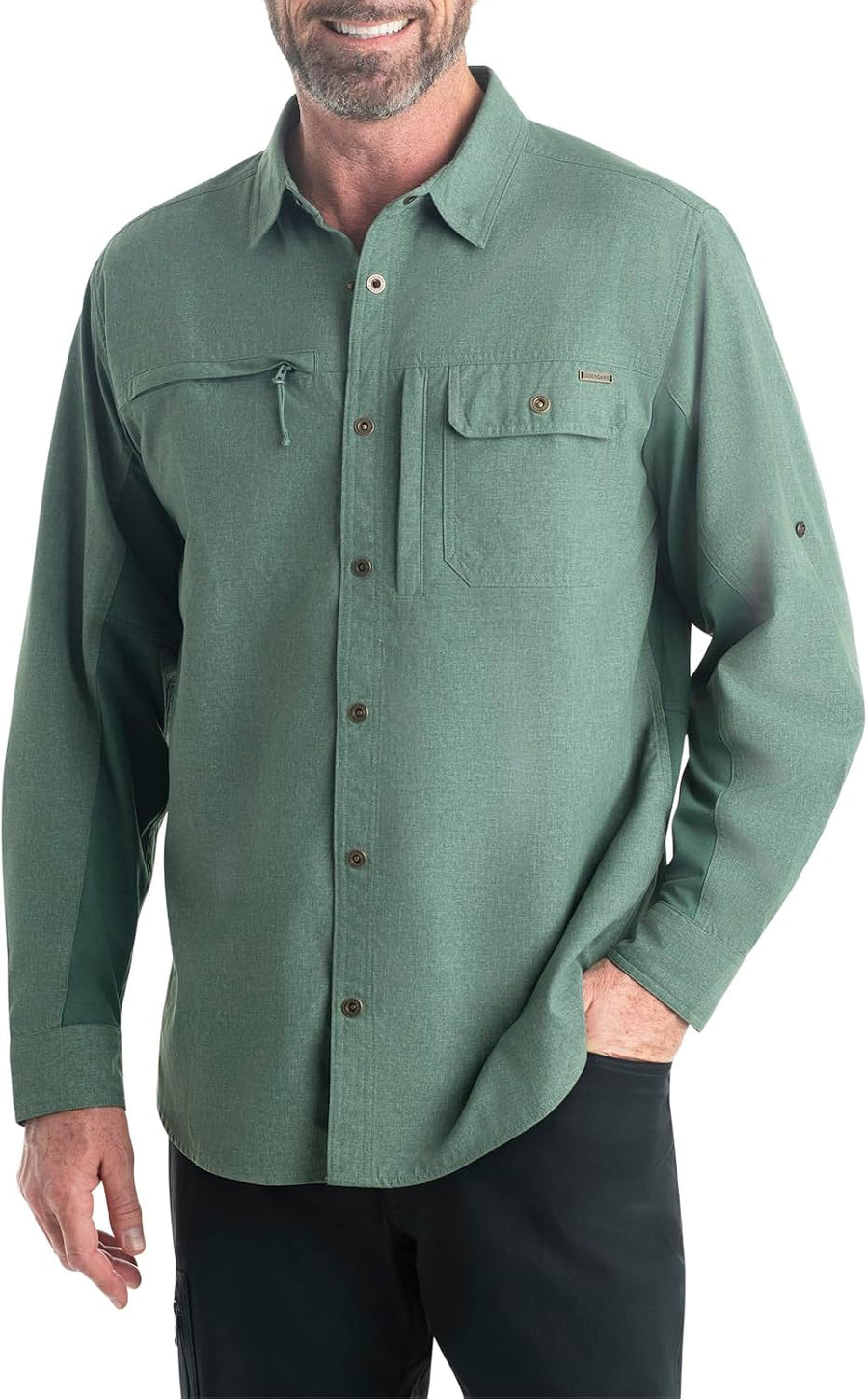 Legendary Whitetails Men's Quick Dry Moisture Wicking UPF 50+ Uv Sun Protection Long Sleeve Fishing Shirt - Blue Spruce