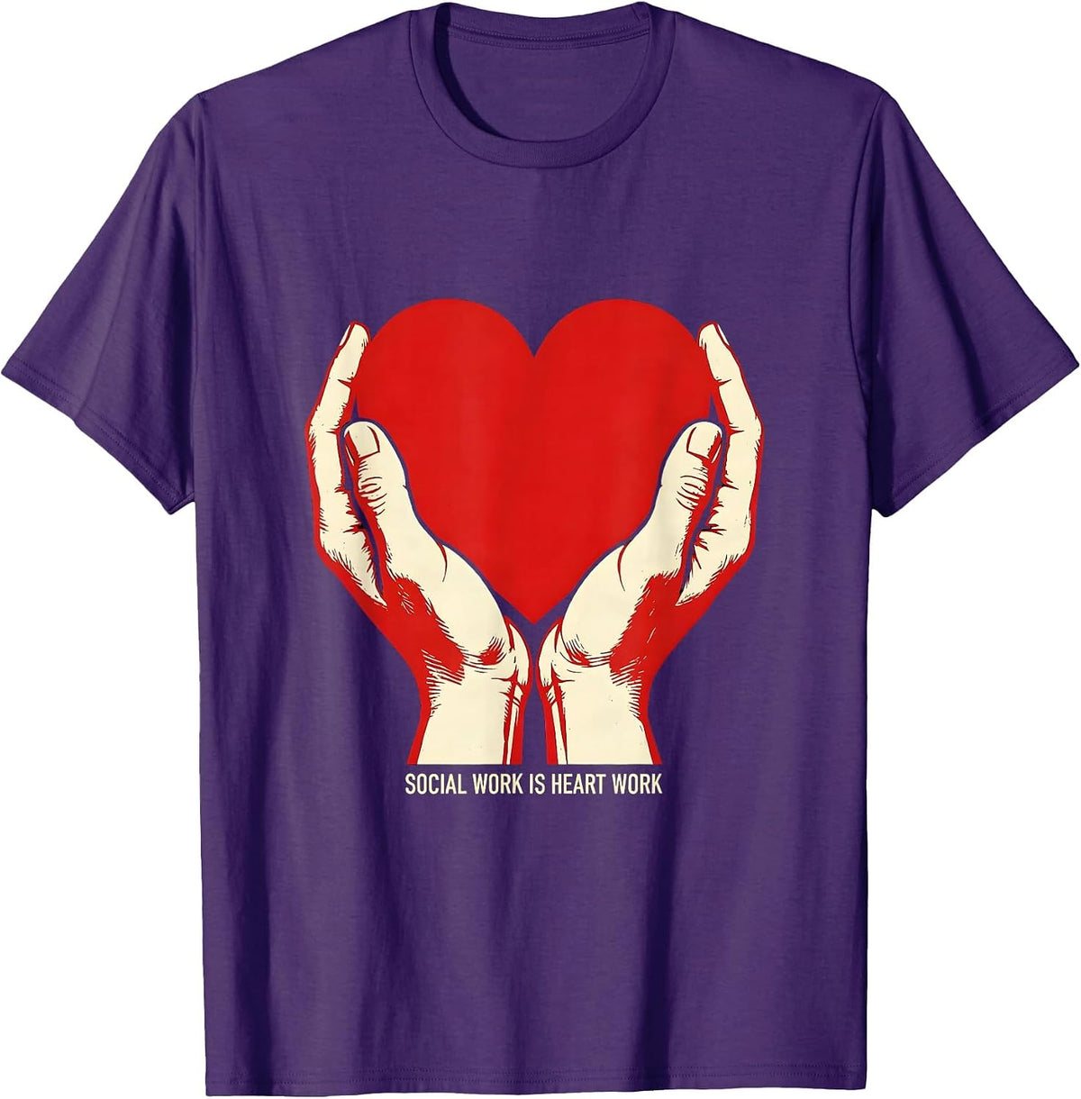 Men's Social Work Is Heart Work Social Worker Design T-Shirt - Purple