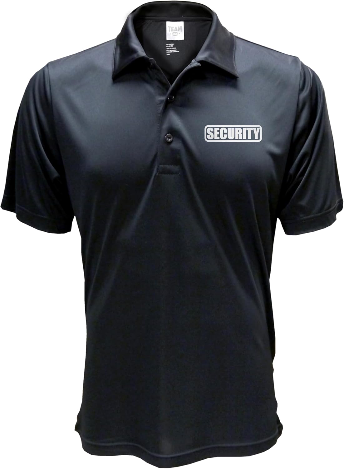 Conspiracy Tee Security Polo with Reflective Design front and back, Performance Polo w/Moisture Wicking Technology - Black