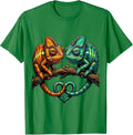 Men's Twin Day Mirrored Chameleons Matching Design T-Shirt - Kelly Green