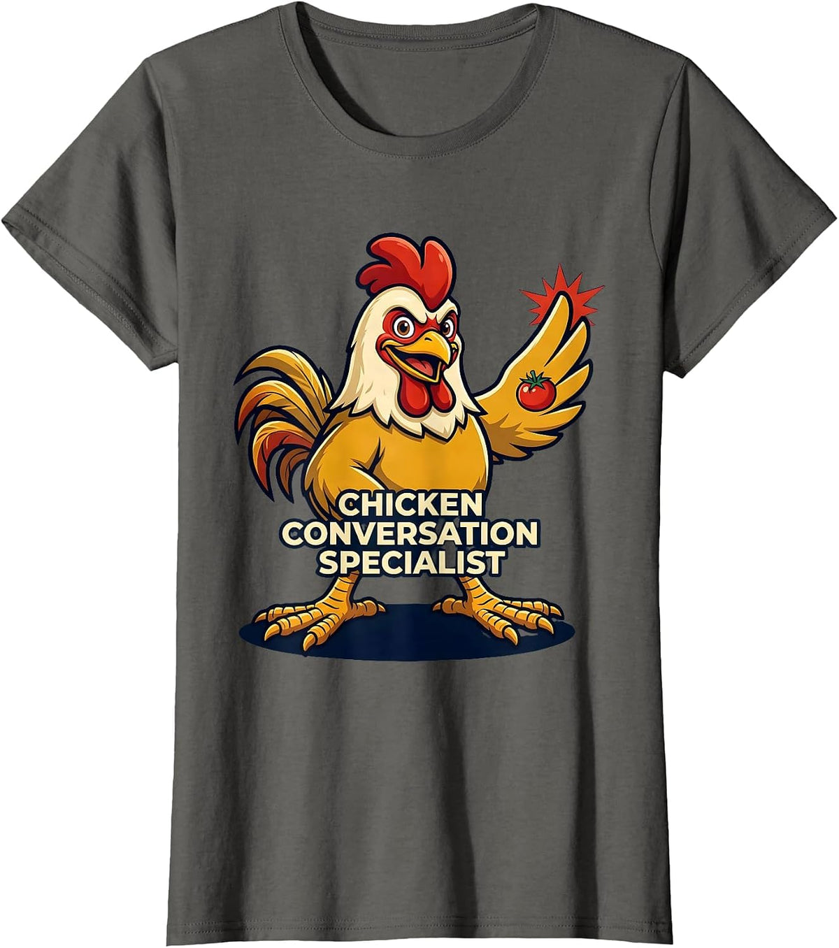 Women's Chicken Conversation Specialist Funny Chicken Lover Humor T-Shirt - Asphalt Grey