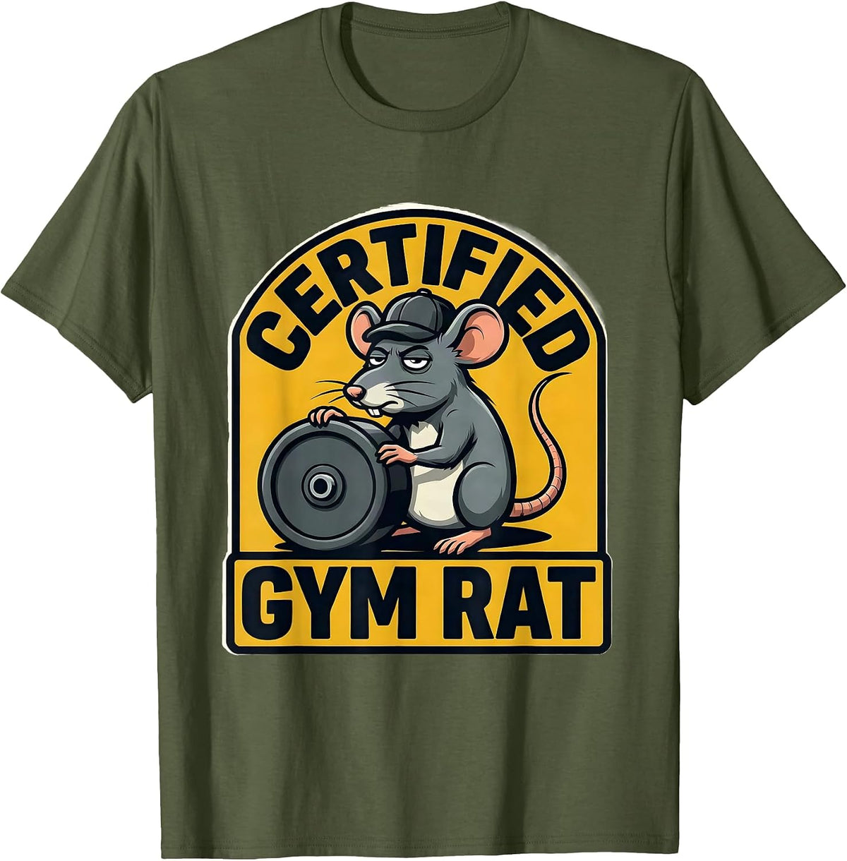Men's Certified Gym Rat Funny Rat Lover Animal Humor T-Shirt - Olive Green