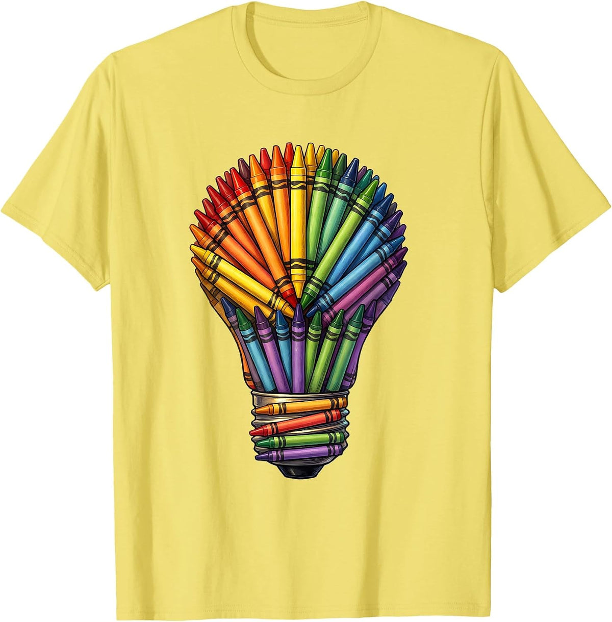Men's Special Education Teacher Crayon Lightbulb Gift T-Shirt - Lemon Yellow