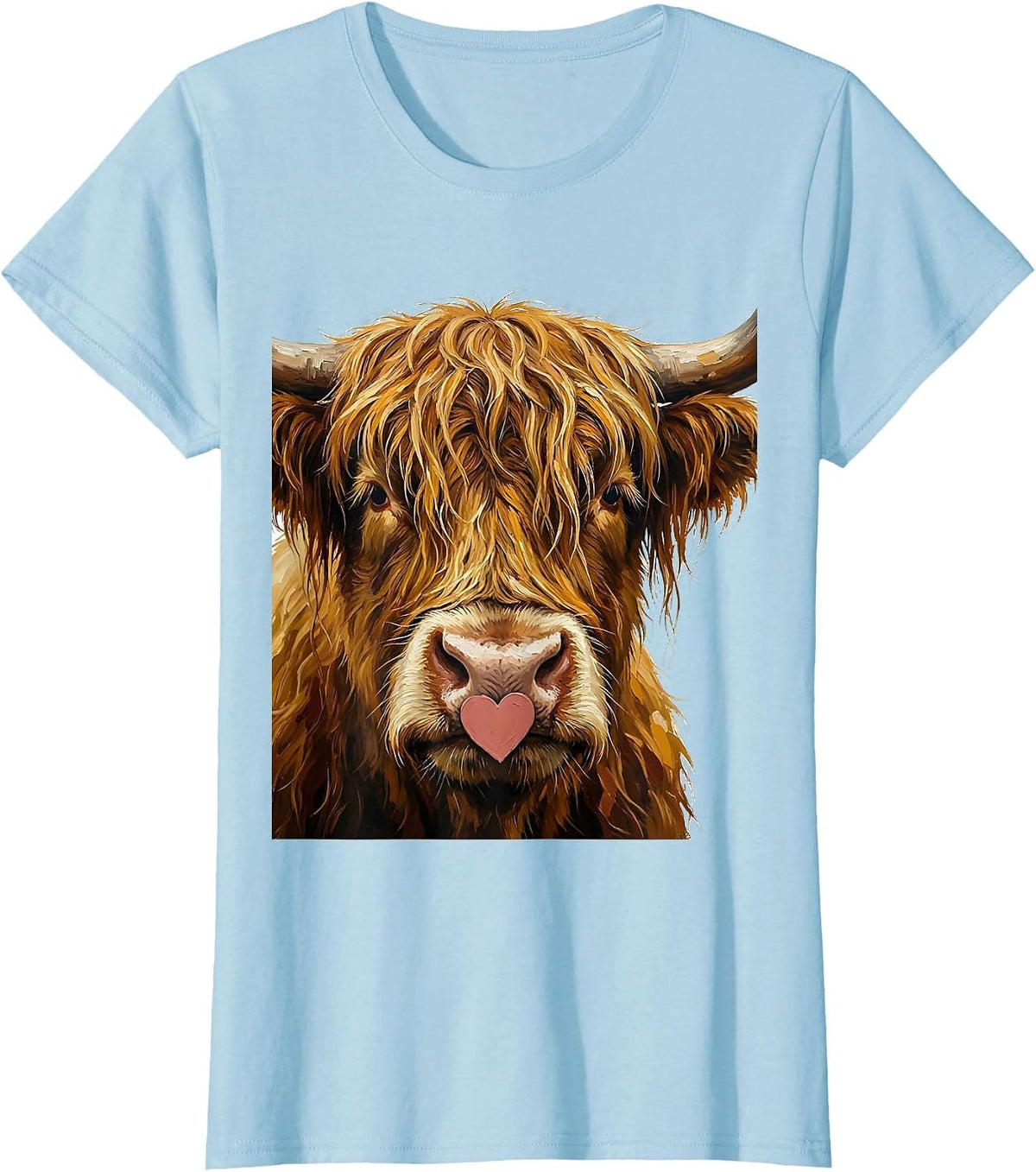 Women's Highland Cow Farm Animal Humor Funny Farm Lover T-Shirt - Baby Blue