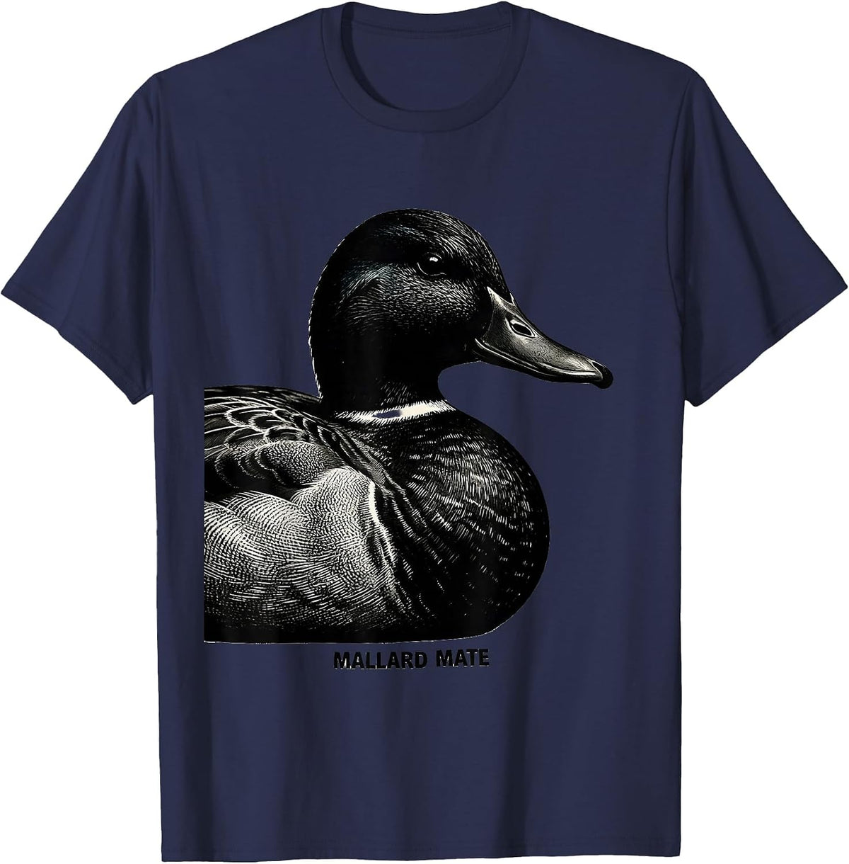 Men's Mallard Mate Scratchboard Duck Hunting Youth Camo Humor T-Shirt - Navy Blue