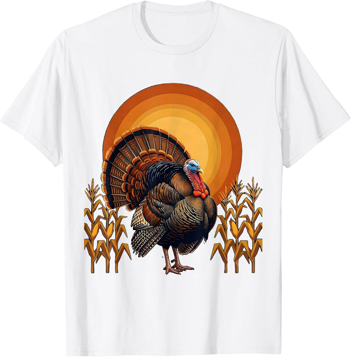 Men's Wild Turkey Strutting Through Golden Cornfield T-Shirt - White