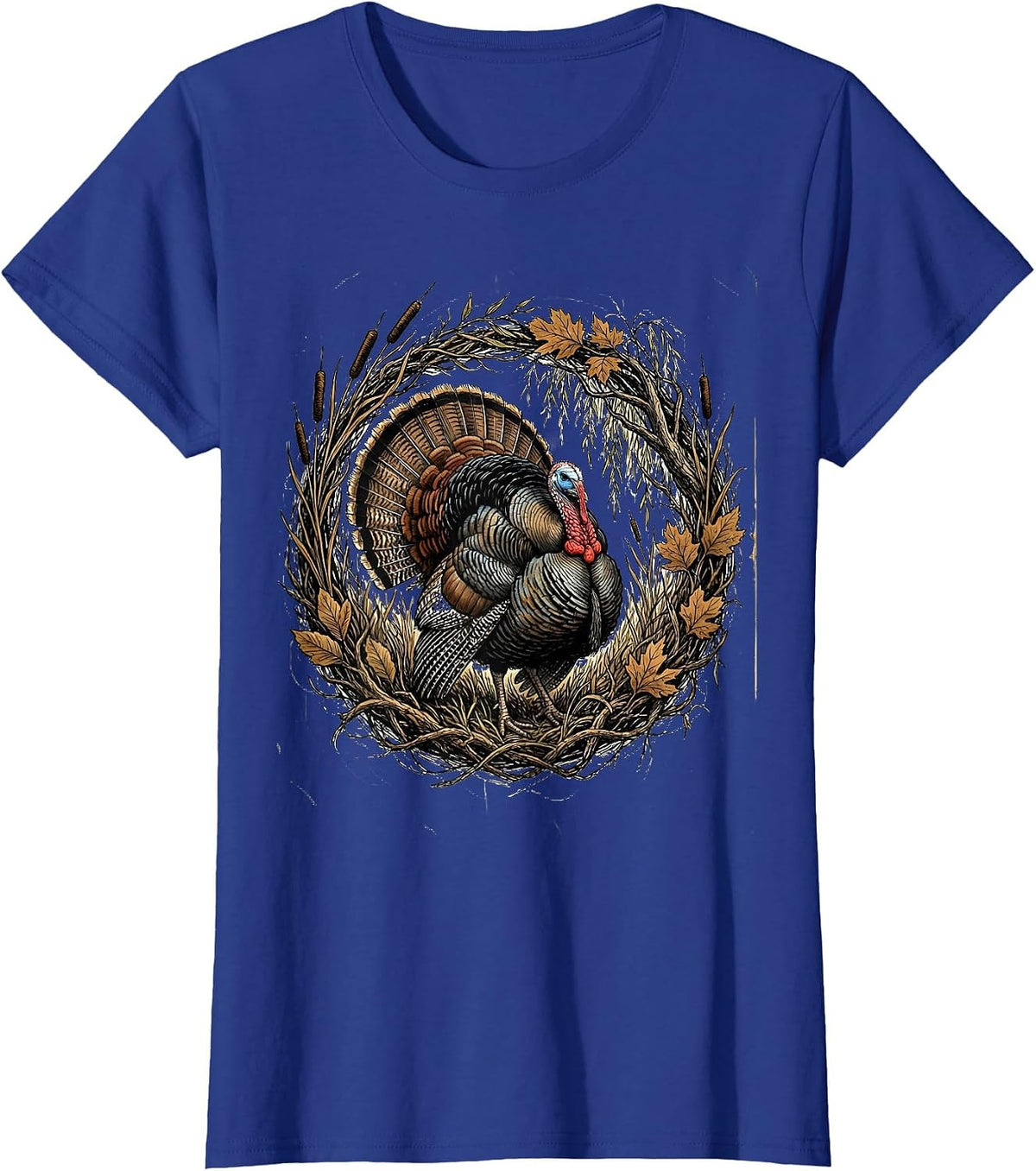 Women's Bottomland Camo Turkey Strutter River Bottom T-Shirt - Royal Blue