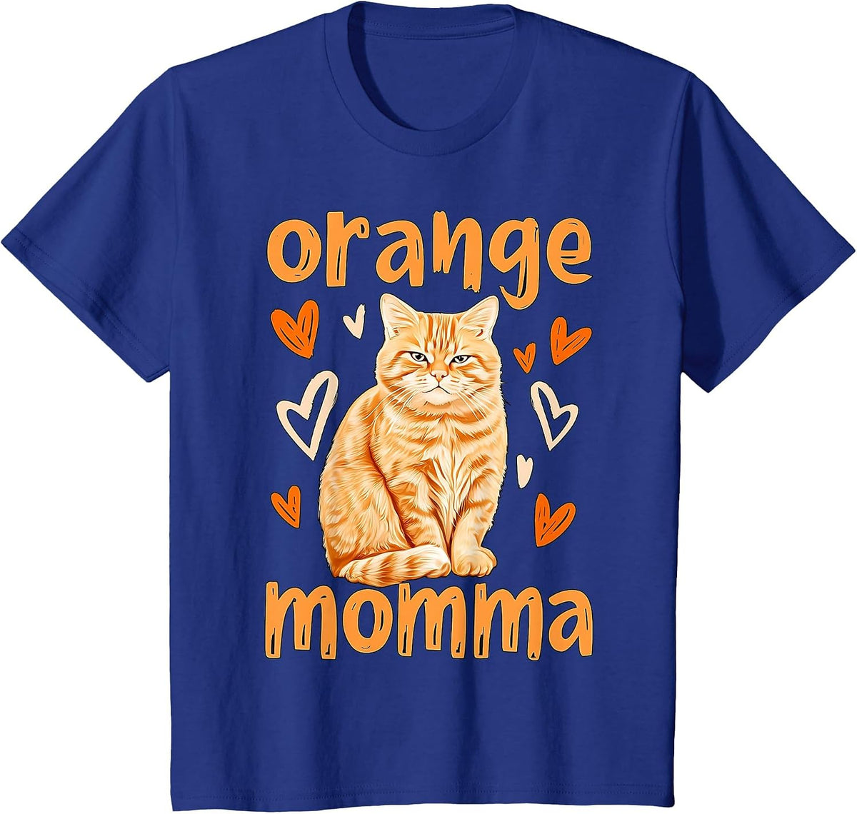 Orange Momma Orange Cat Mom Tabby Cat Heart T-Shirt - Royal Blue