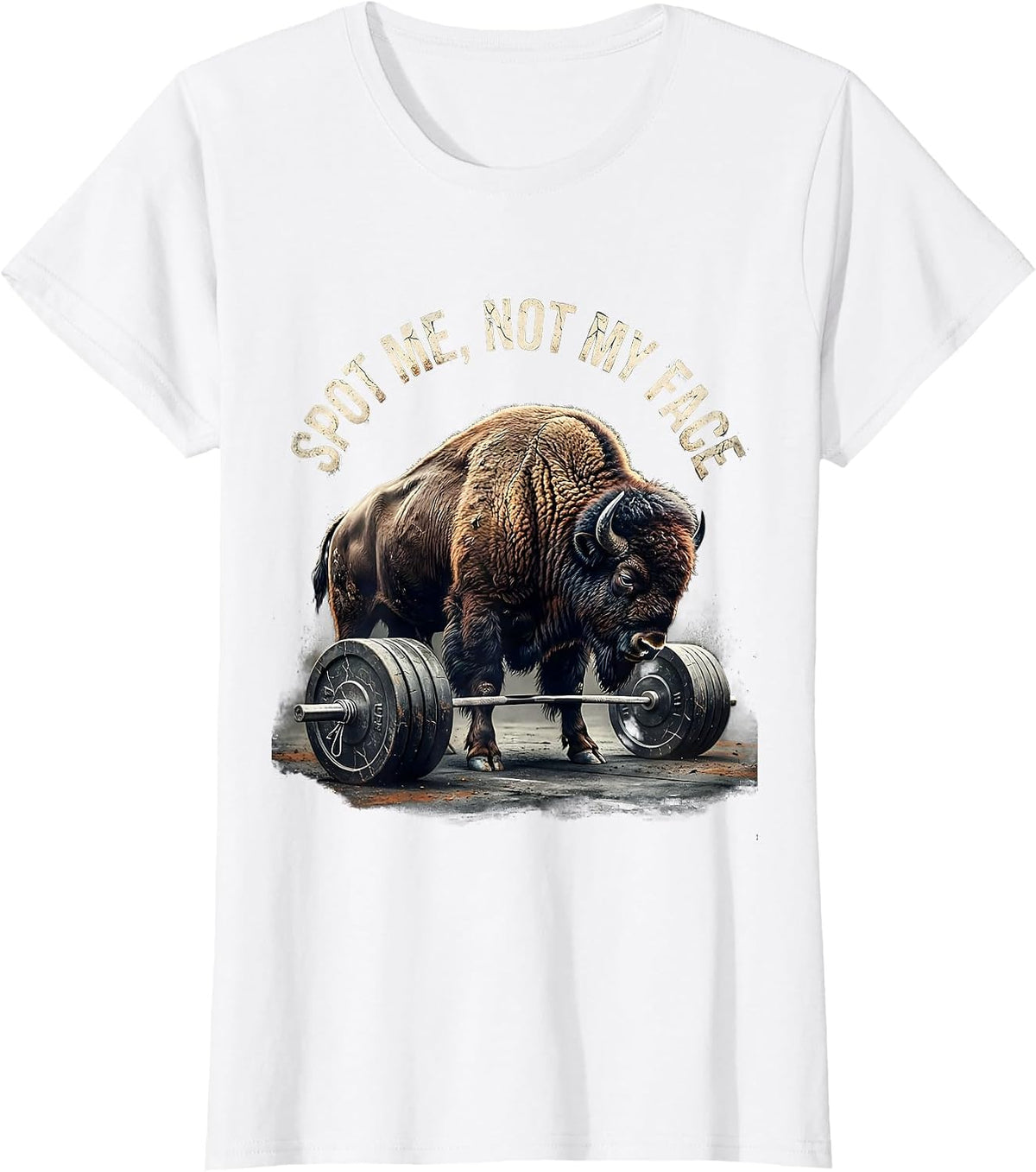 Spot Me Not My Face Distressed Funny Gym Weightlifting T-Shirt - White