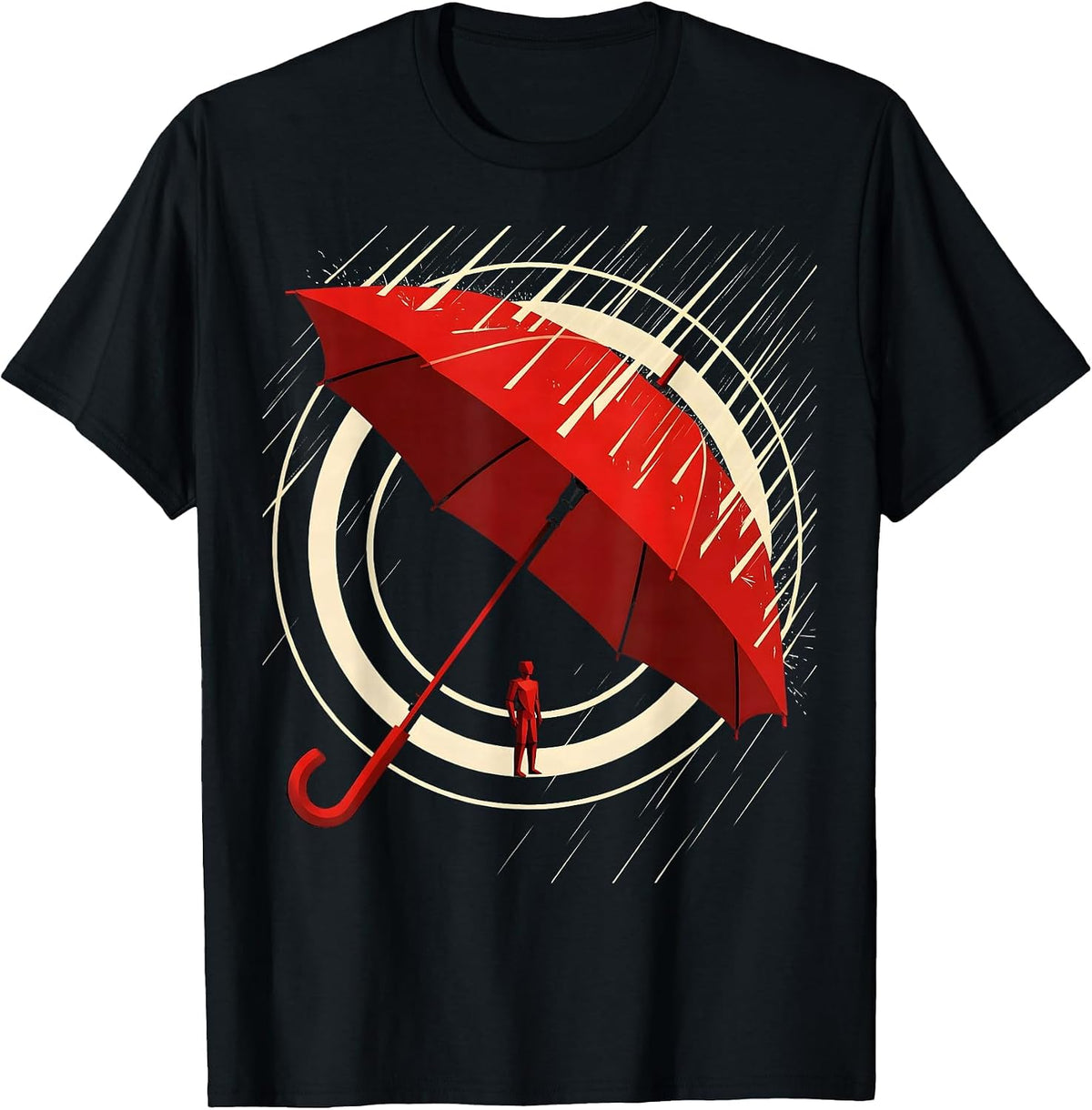 Men's Social Worker Umbrella Shield Graphic Design T-Shirt - Black