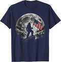 Bigfoot American Flag Sasquatch Patriotic 4th of July T-Shirt - Navy Blue