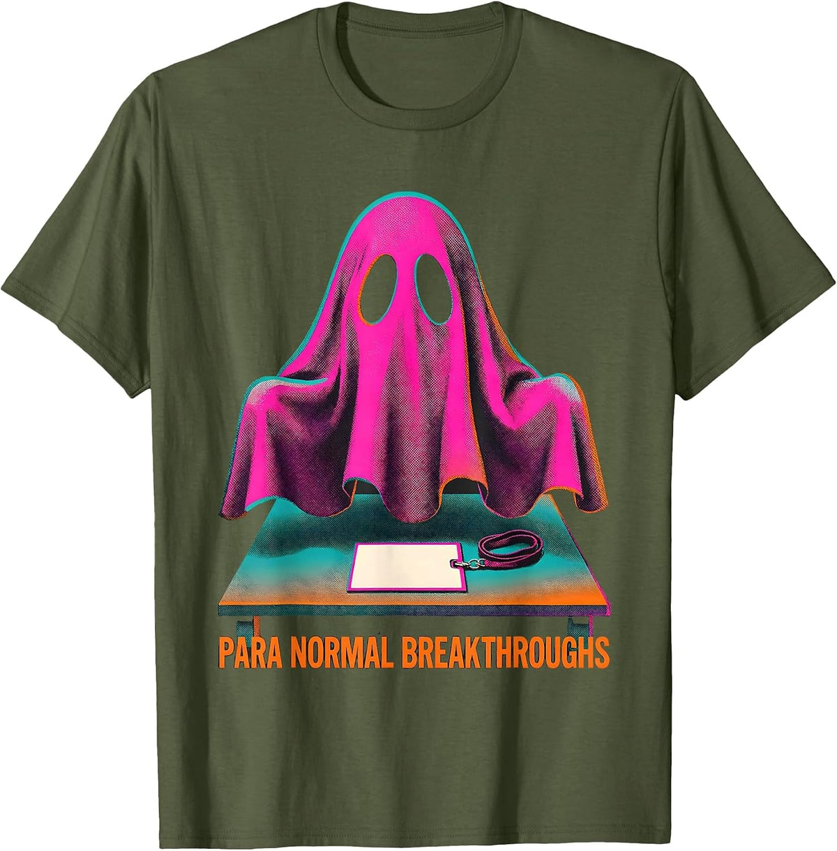 Para Normal Breakthroughs Risograph Ghost Paraeducator T-Shirt - Olive Green