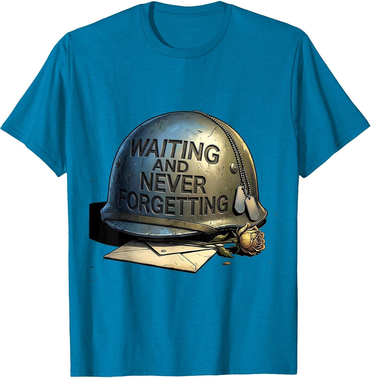 Waiting and Never Forgetting Memorial Design T-Shirt - Sapphire Blue