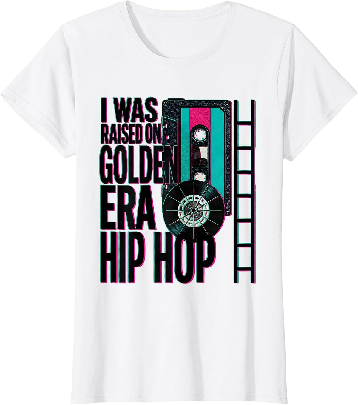 I Was Raised On Golden Era Hip Hop Nostalgic Retro Vintage T-Shirt - White