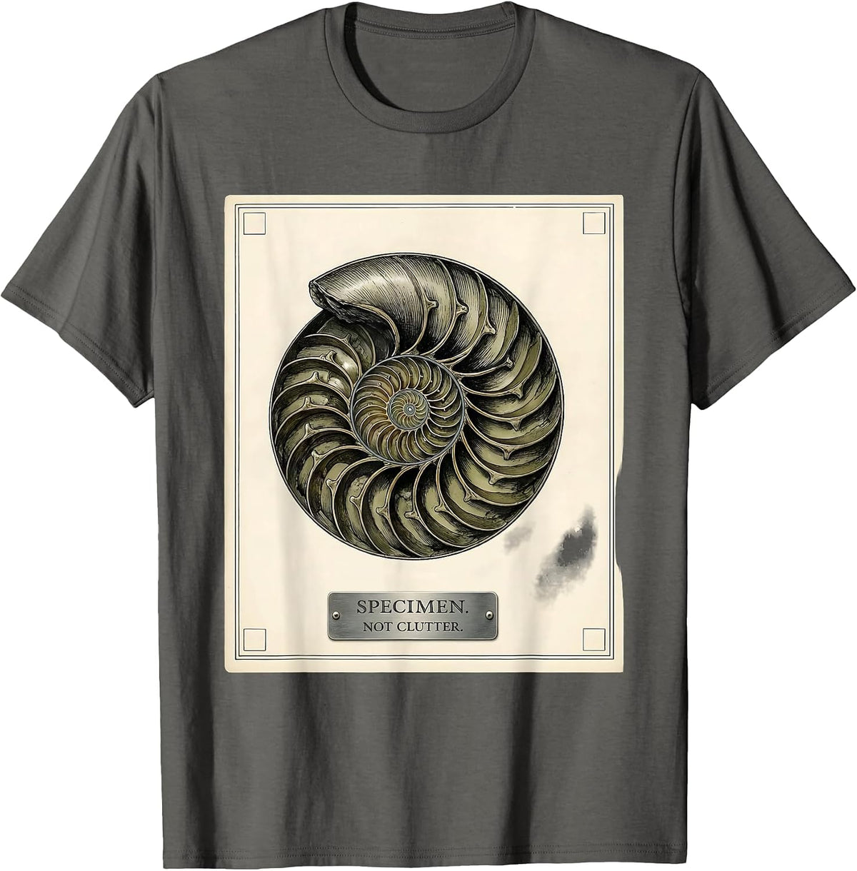 Men's Specimen. Not Clutter Botanical Geology Humor Rock Collector T-Shirt - Asphalt Grey