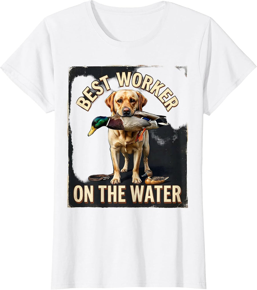 Women's Best Worker On The Water Vintage Labrador Duck Hunting Local T-Shirt - White