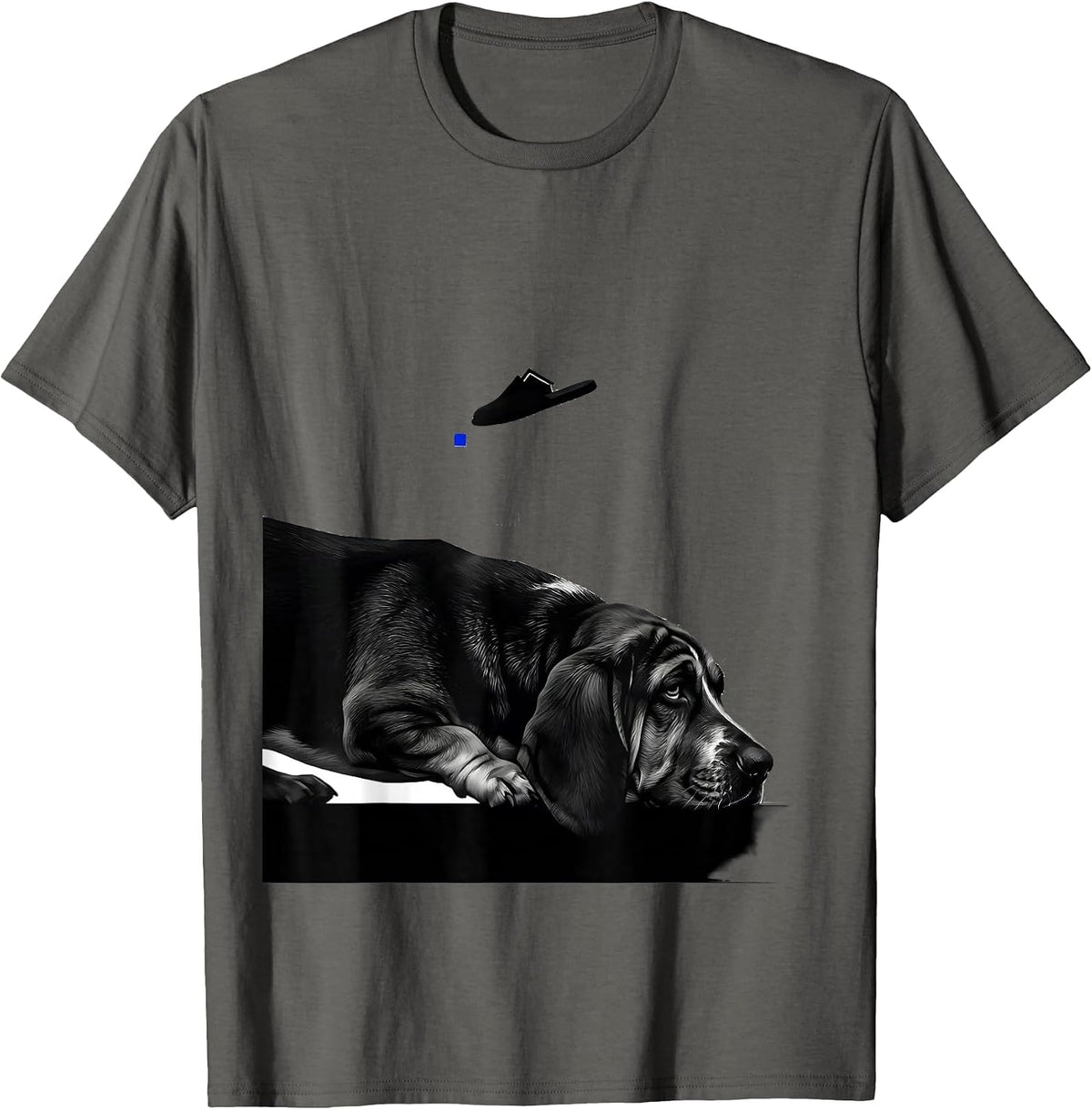 Men's Basset Hound Sprawled Funny Dog Lover Humor T-Shirt - Asphalt Grey