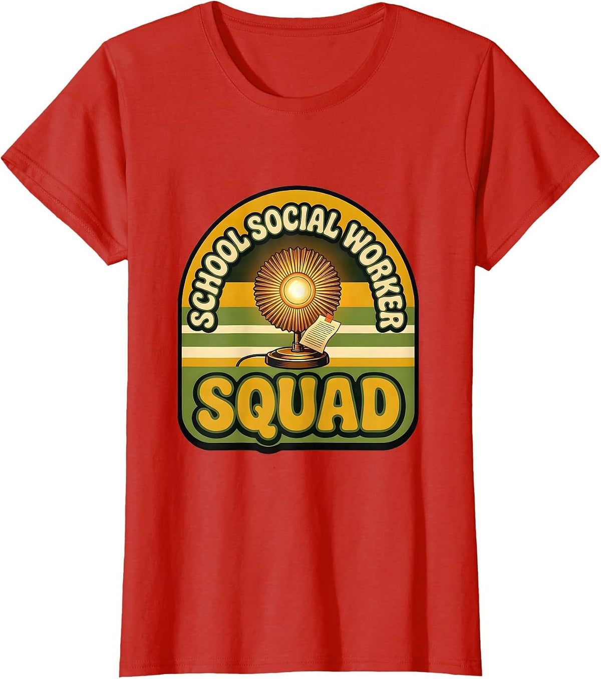 School Social Worker Squad Retro 70s Counselor Support Staff T-Shirt - Red