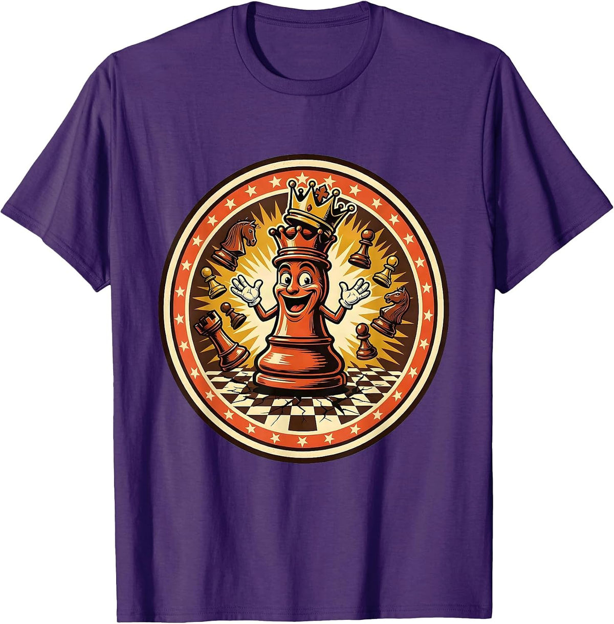 Men's Chaos Coordinator Exploding Chess Board Graphic T-Shirt - Purple