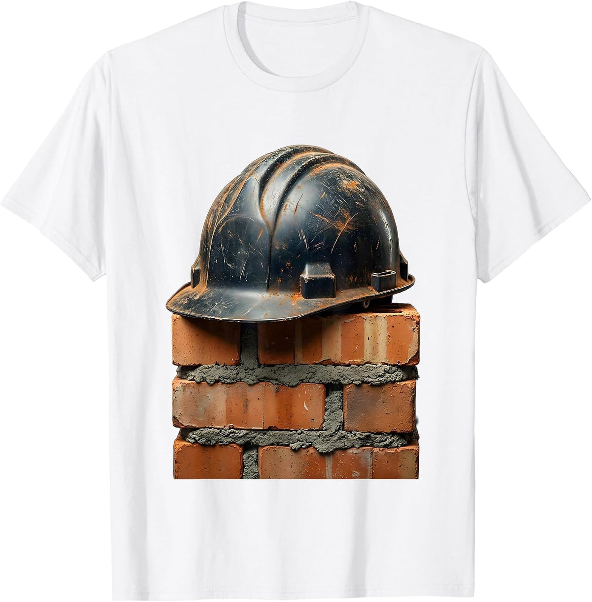 Men's Mason 67 Vintage Hard Hat and Bricks Graphic T-Shirt - White