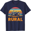 Men Women Keeping It Rural Retro Tractor Farm Lover Farmer T-Shirt - Navy Blue