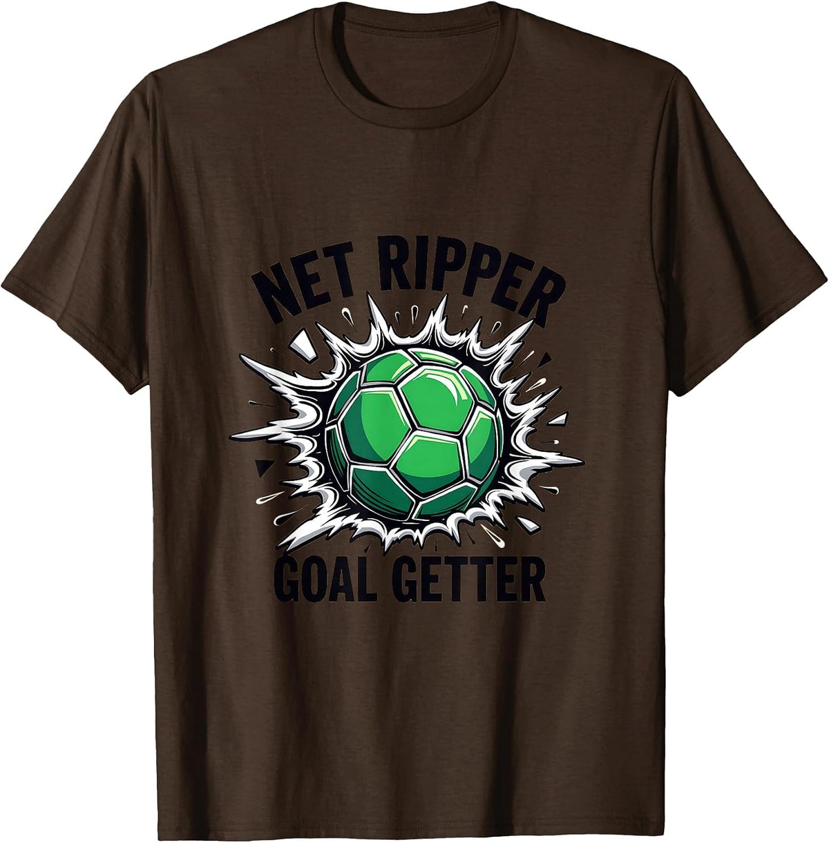 Net Ripper Goal Getter Soccer Design T-Shirt - Brown
