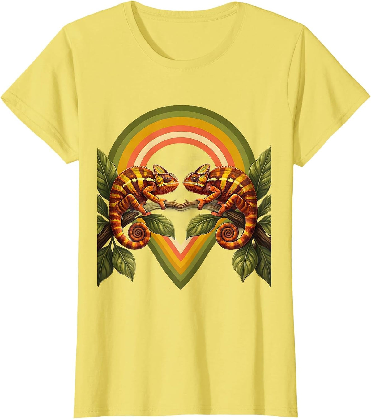 Women's Twin Day Mirrored Chameleons Spirit Week Design T-Shirt - Lemon Yellow