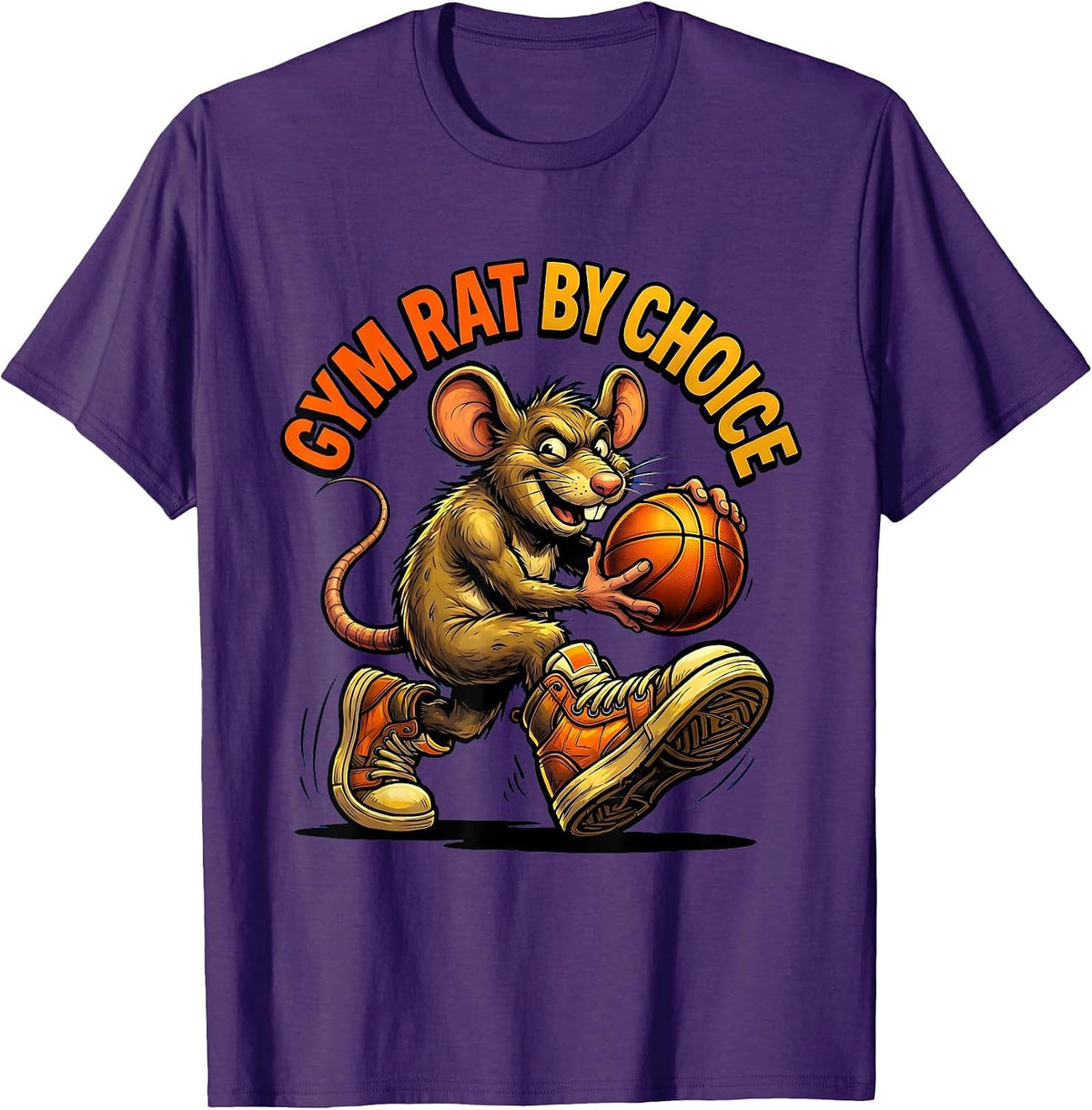 Gym Rat By Choice Basketball Lover Design T-Shirt - Purple