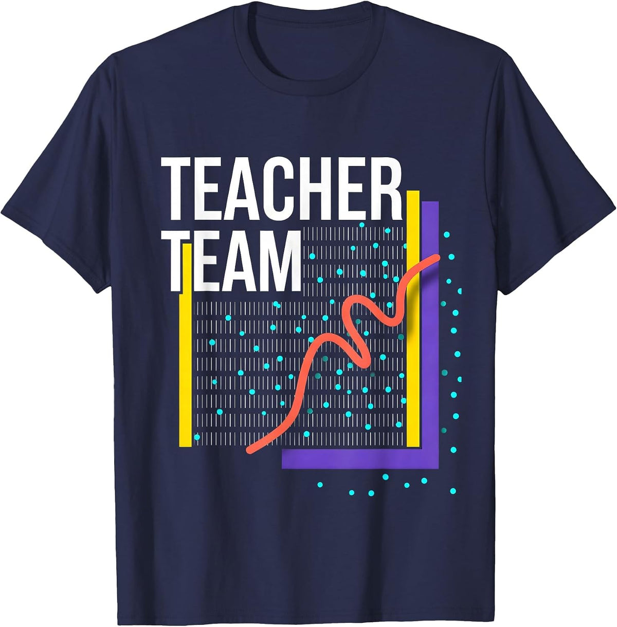 Teacher Team Memphis Postmodern Teacher Crewneck T-Shirt - Navy Blue