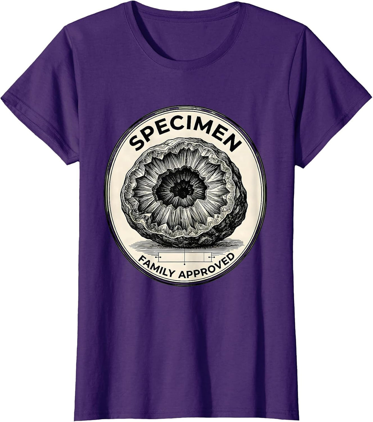 Women's Specimen Family Approved Botanical Geode Rock Collector T-Shirt - Purple