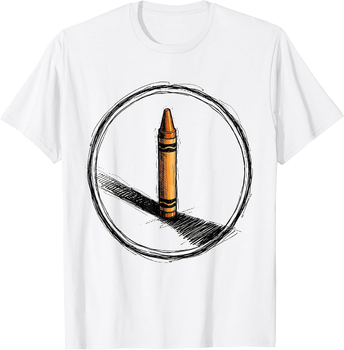 Men's Crayon Long Shadow Graphic Design T-Shirt - White