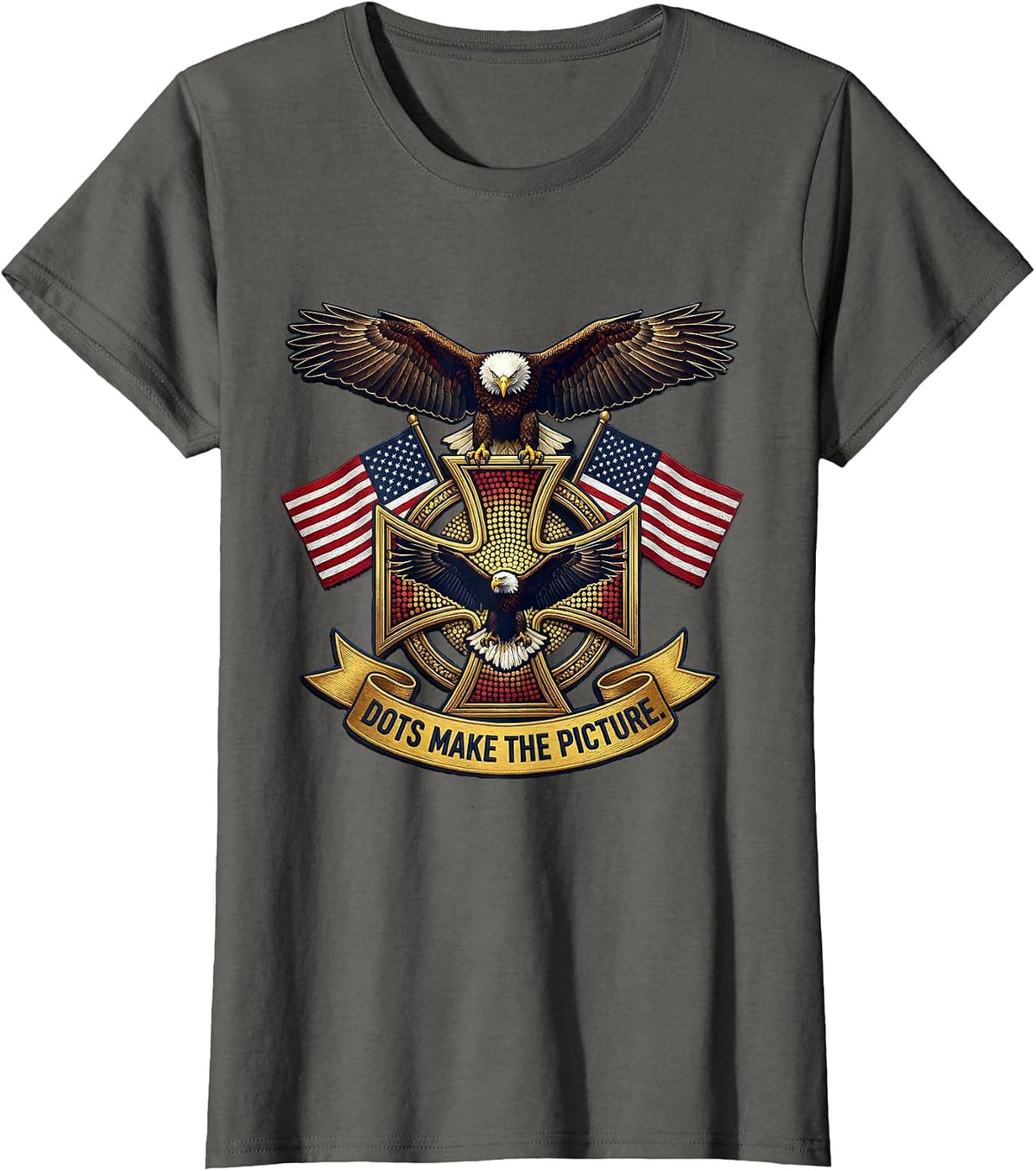 Women's Dots Make The Picture Artistic Dot Design T-Shirt - Asphalt Grey