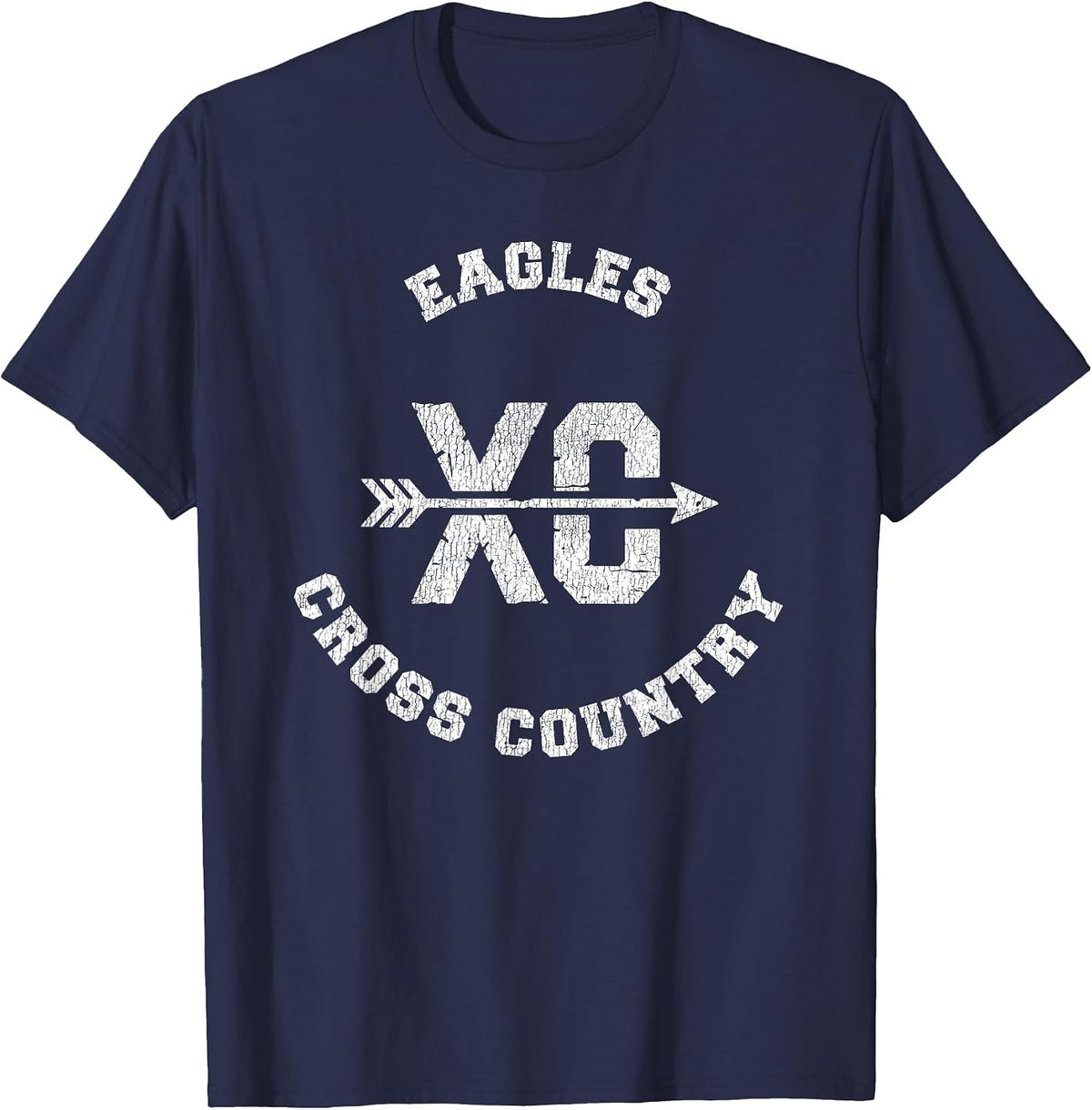 Eagles Cross Country Retro Distressed XC Running T-Shirt - Navy Blue