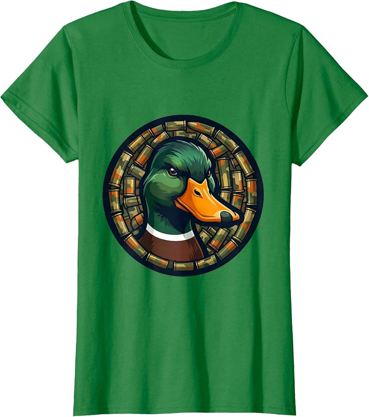 Women's Duck Camo Shotgun Shell Pattern Graphic Tee T-Shirt - Kelly Green