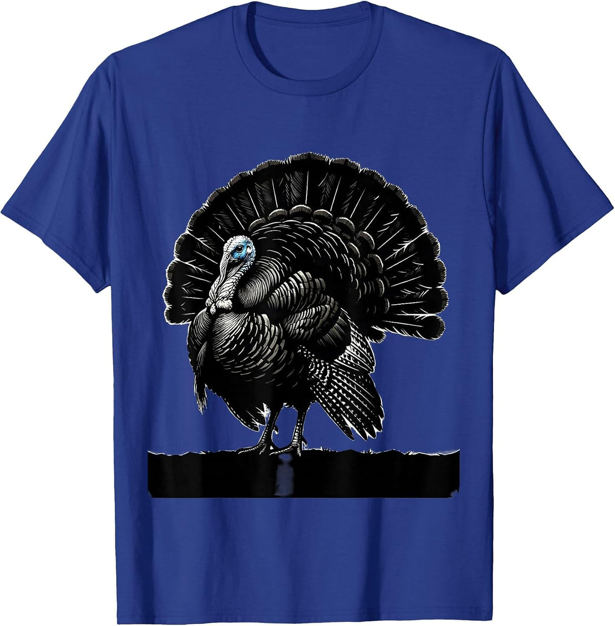 Men's Strutting Turkey Full Fan Tail Feathers Illustration T-Shirt - Royal Blue