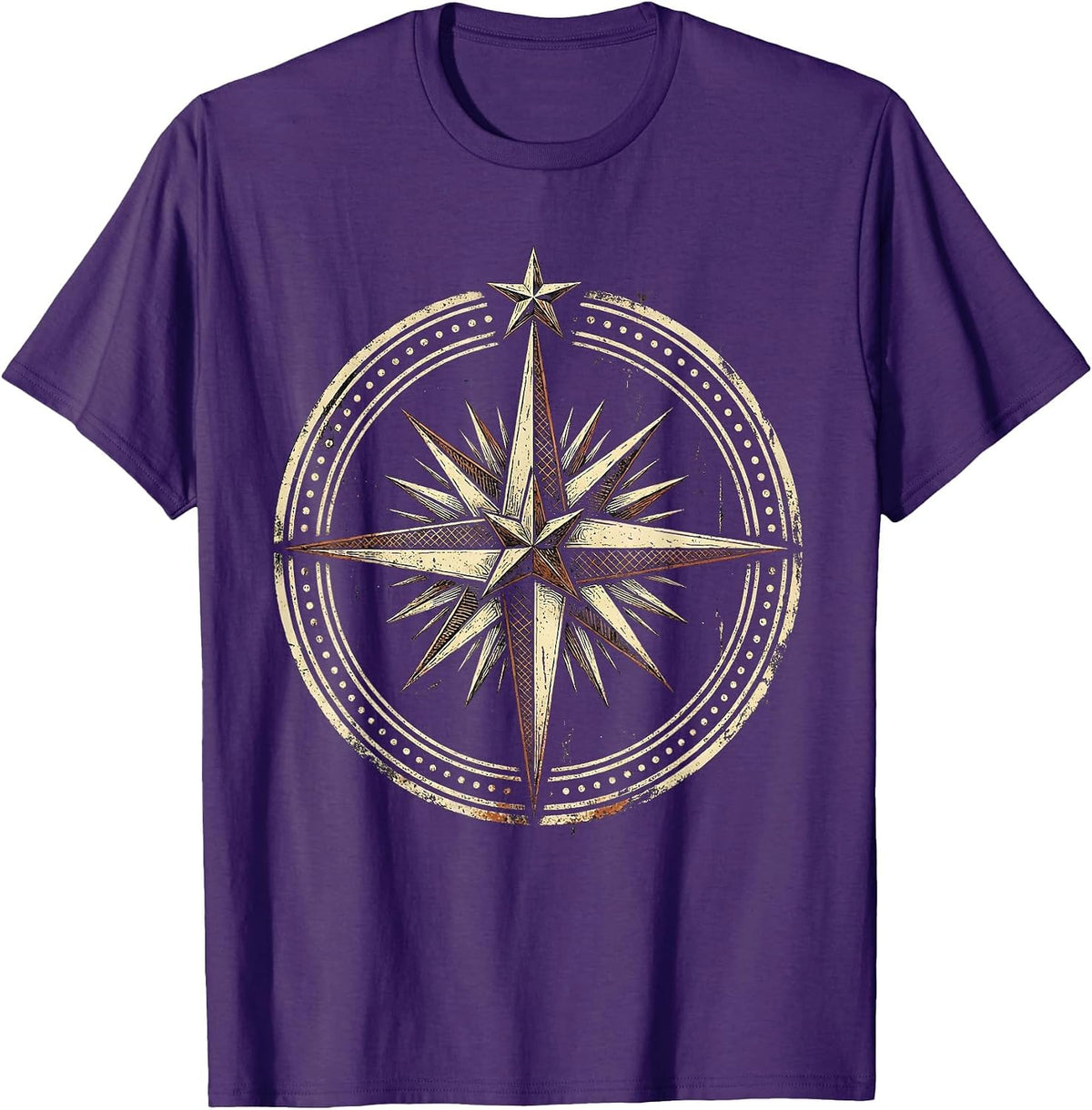 Men's Social Worker Compass Rose Guiding Star Design T-Shirt - Purple