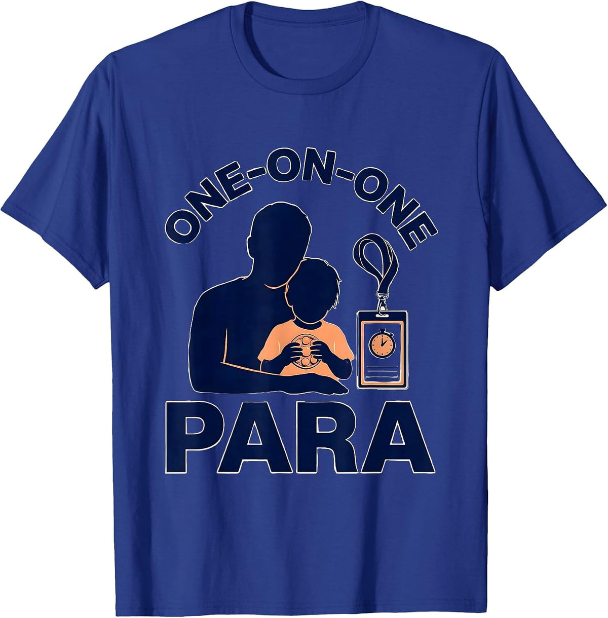 Men's One-On-One Para Funny Paraprofessional Back To School T-Shirt - Royal Blue