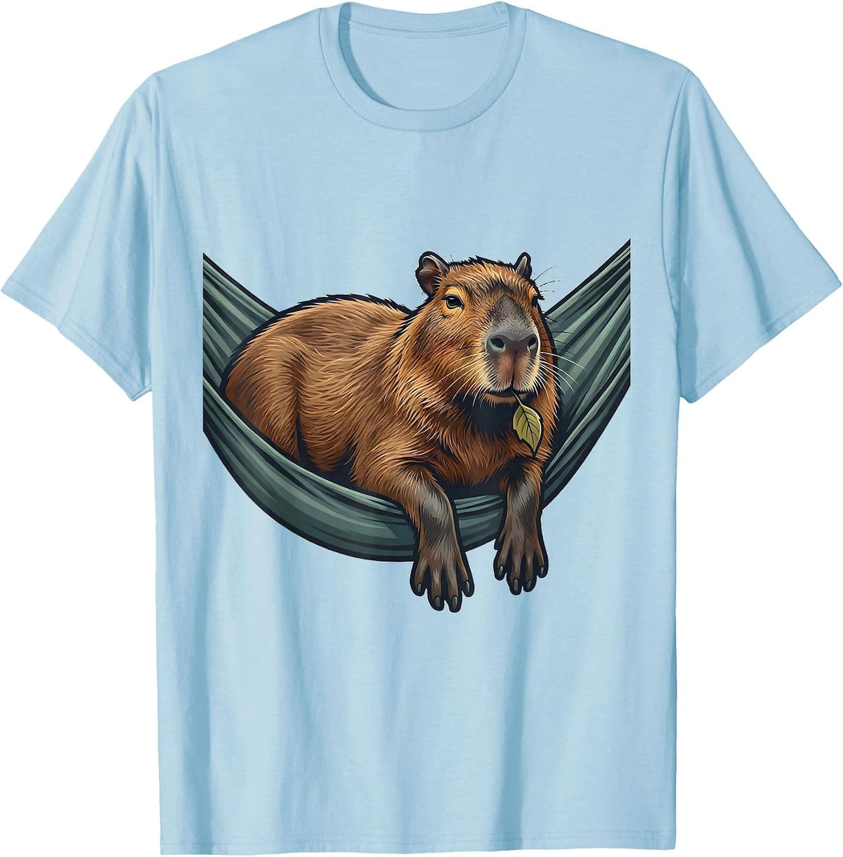 Men's Capybara Hammock Cute Animal Lover Funny Meme T-Shirt - Baby Blue