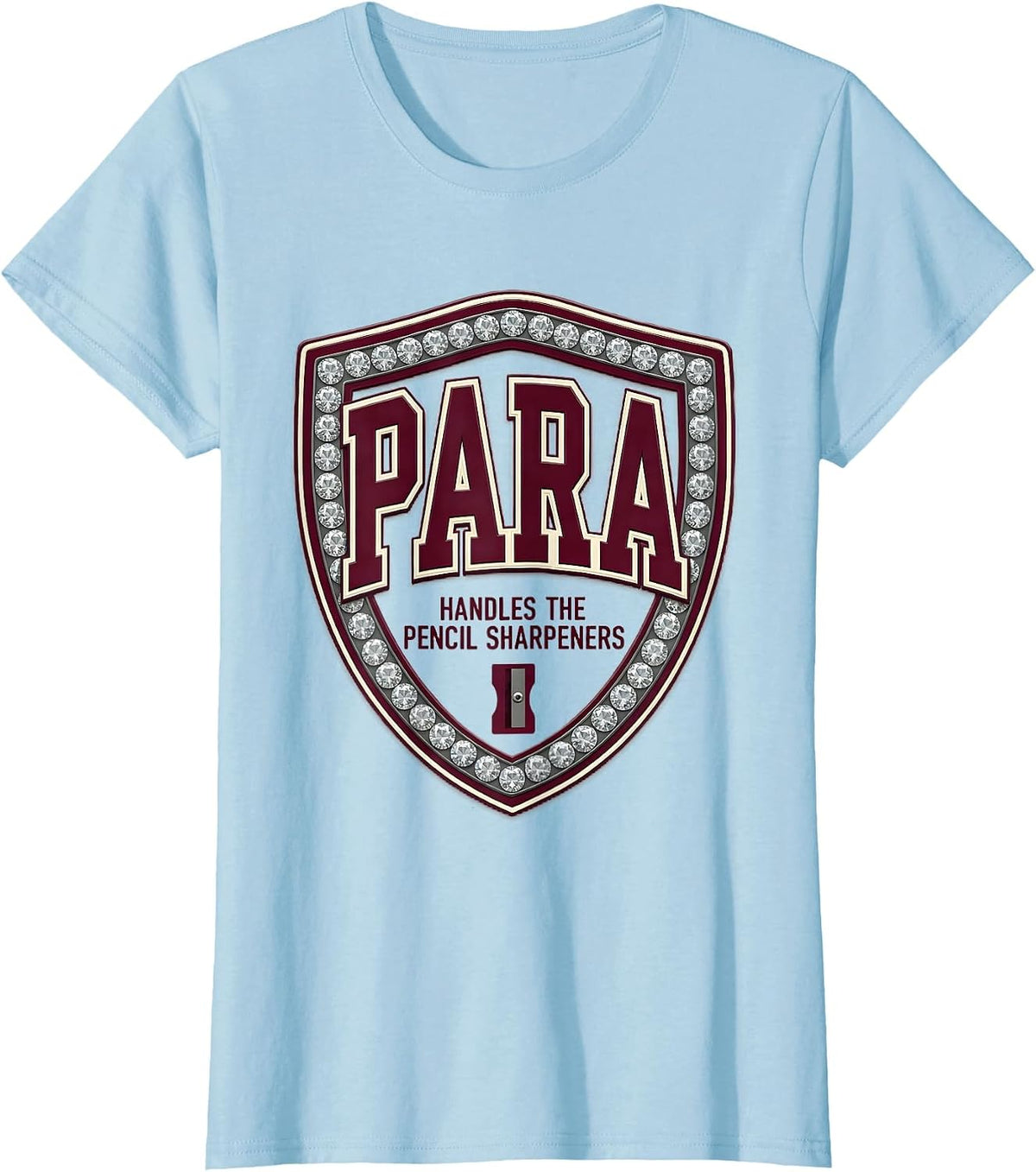 PARA Handles The Pencil Sharpeners Sparkle Varsity Back T-Shirt - Baby Blue