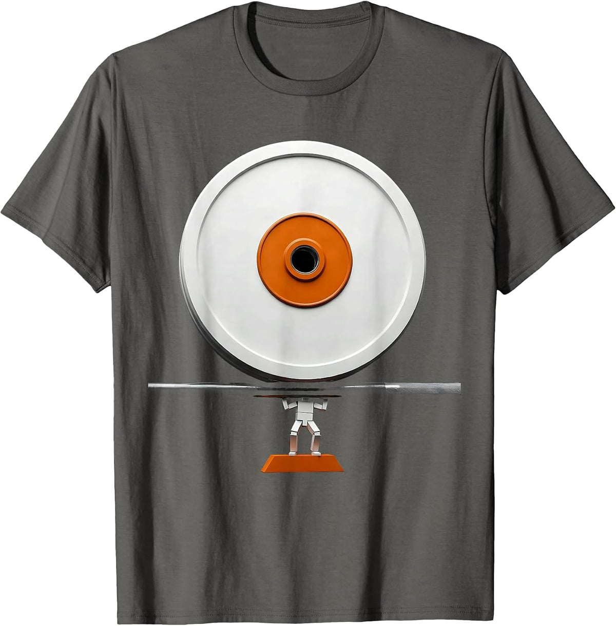 Men's Brutalist Weight Plate Lifter Humor Gym Meme T-Shirt - Asphalt Grey