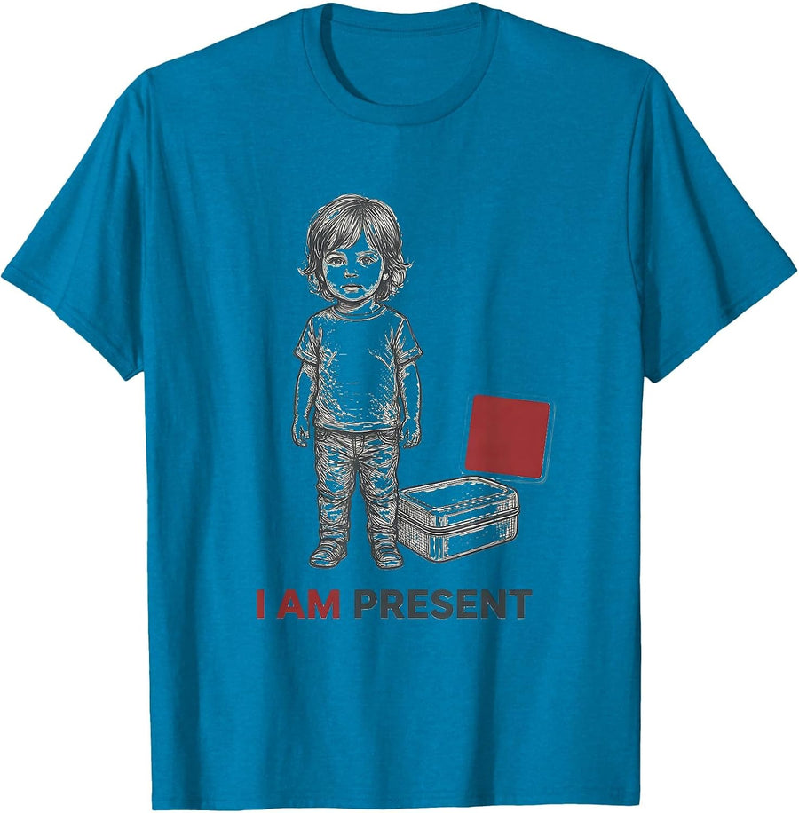 I Am Present Retro Groovy Positivity Special Education T-Shirt - Sapphire Blue