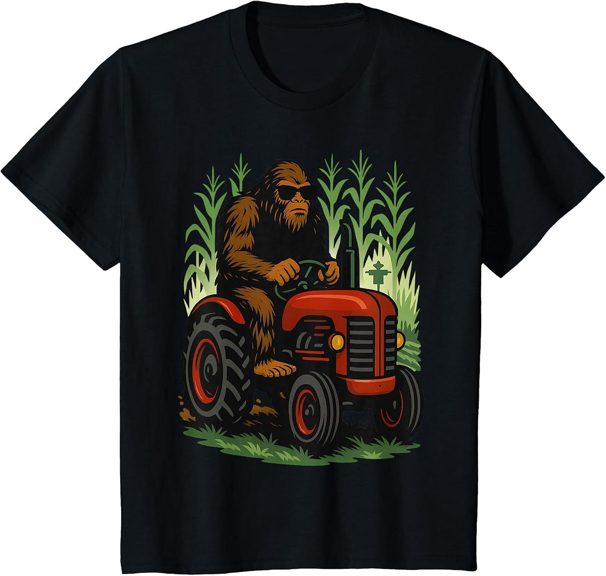 Funny Bigfoot Farmer Tractor Farming Farm Men Boys T-Shirt - Black