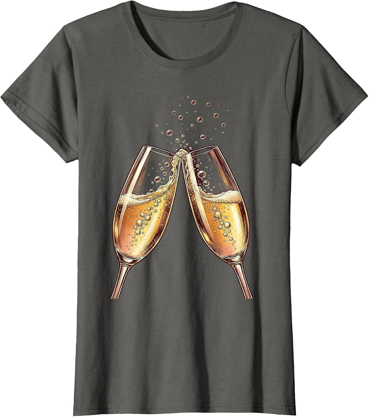 Women's Champagne Toast Celebration Clinking Glasses T-Shirt - Asphalt Grey
