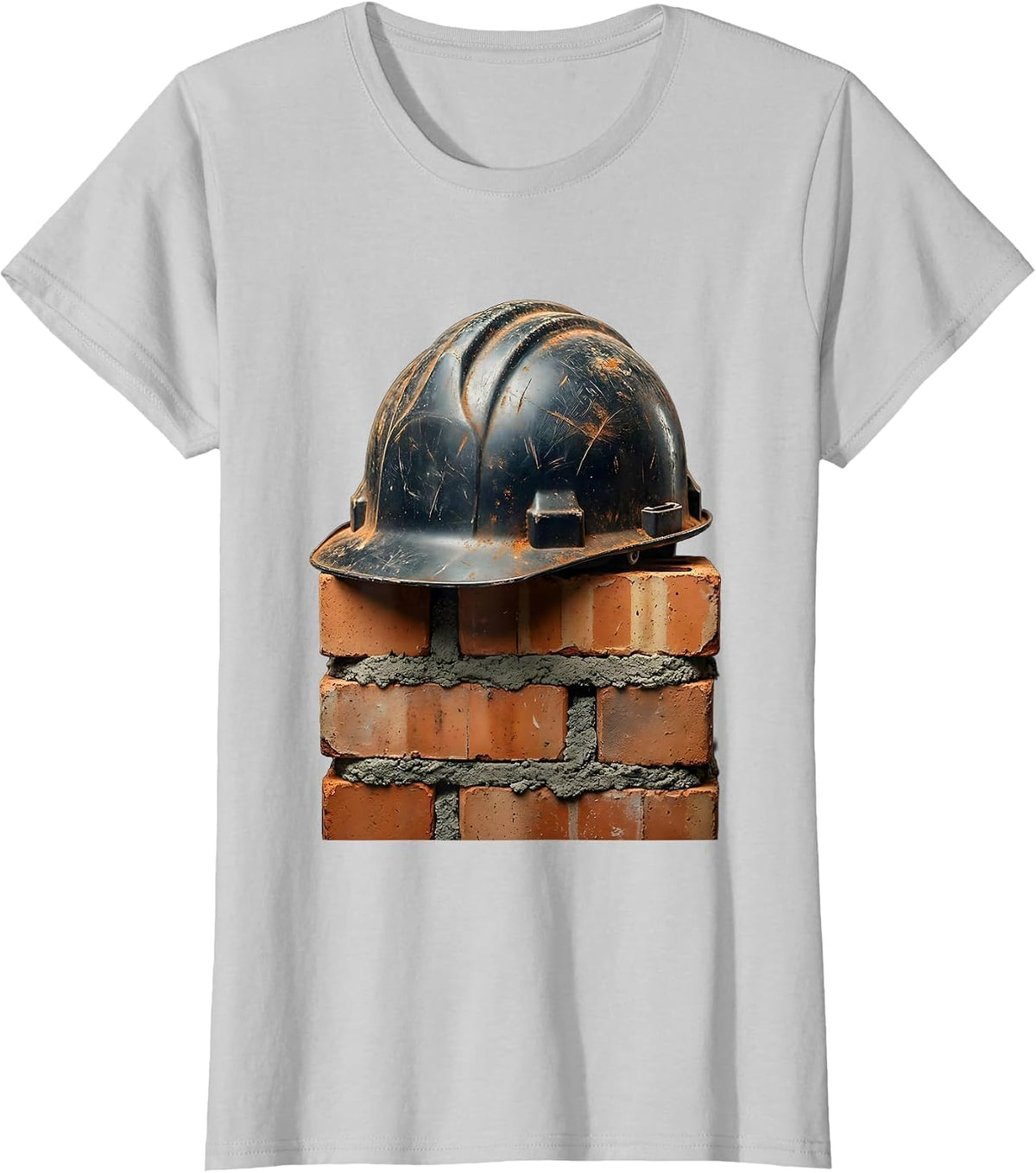 Women's Mason 67 Vintage Hard Hat and Bricks Graphic T-Shirt - Silver Grey