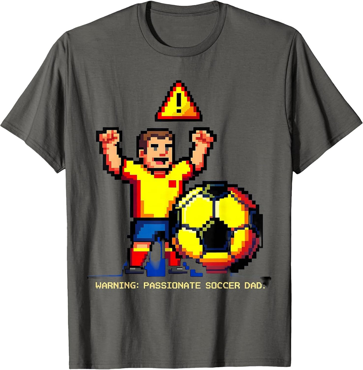 Men's Warning Passionate Soccer Dad Graphic Design T-Shirt - Asphalt Grey