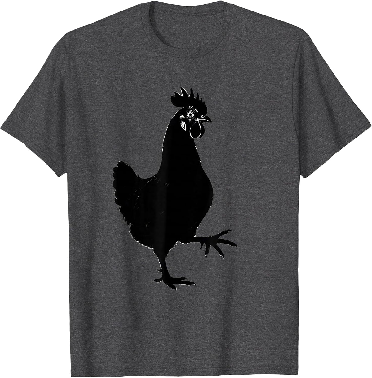 Men's Chicken Silhouette Funny Chicken Lover Farm Animal Humor T-Shirt - Dark Heather Grey