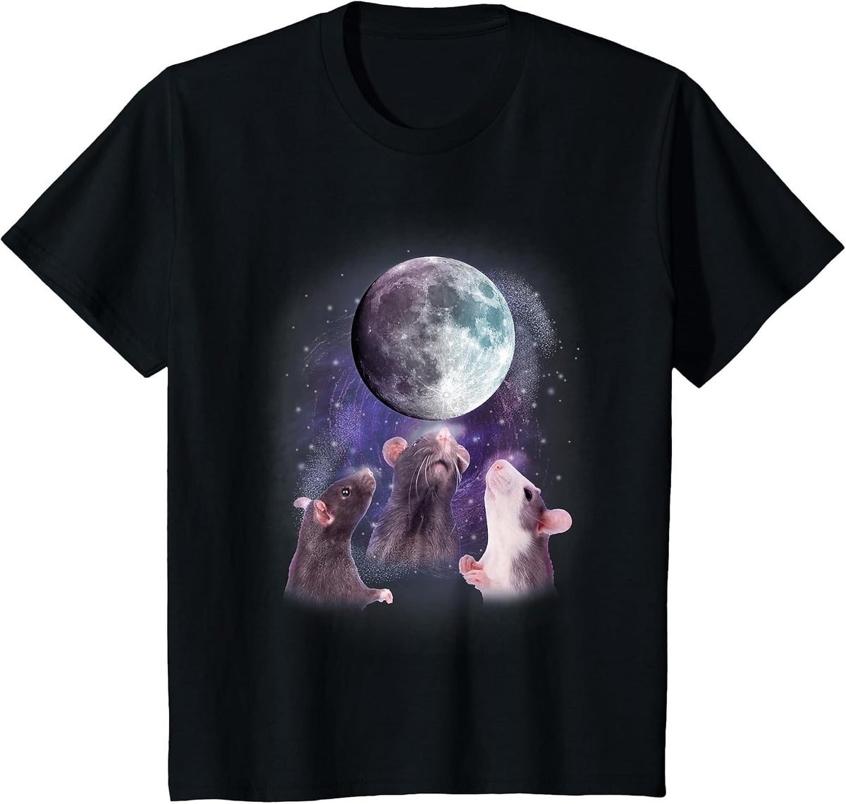 Rats Howling at the Moon Shirt - Funny Rat T-Shirt - Black